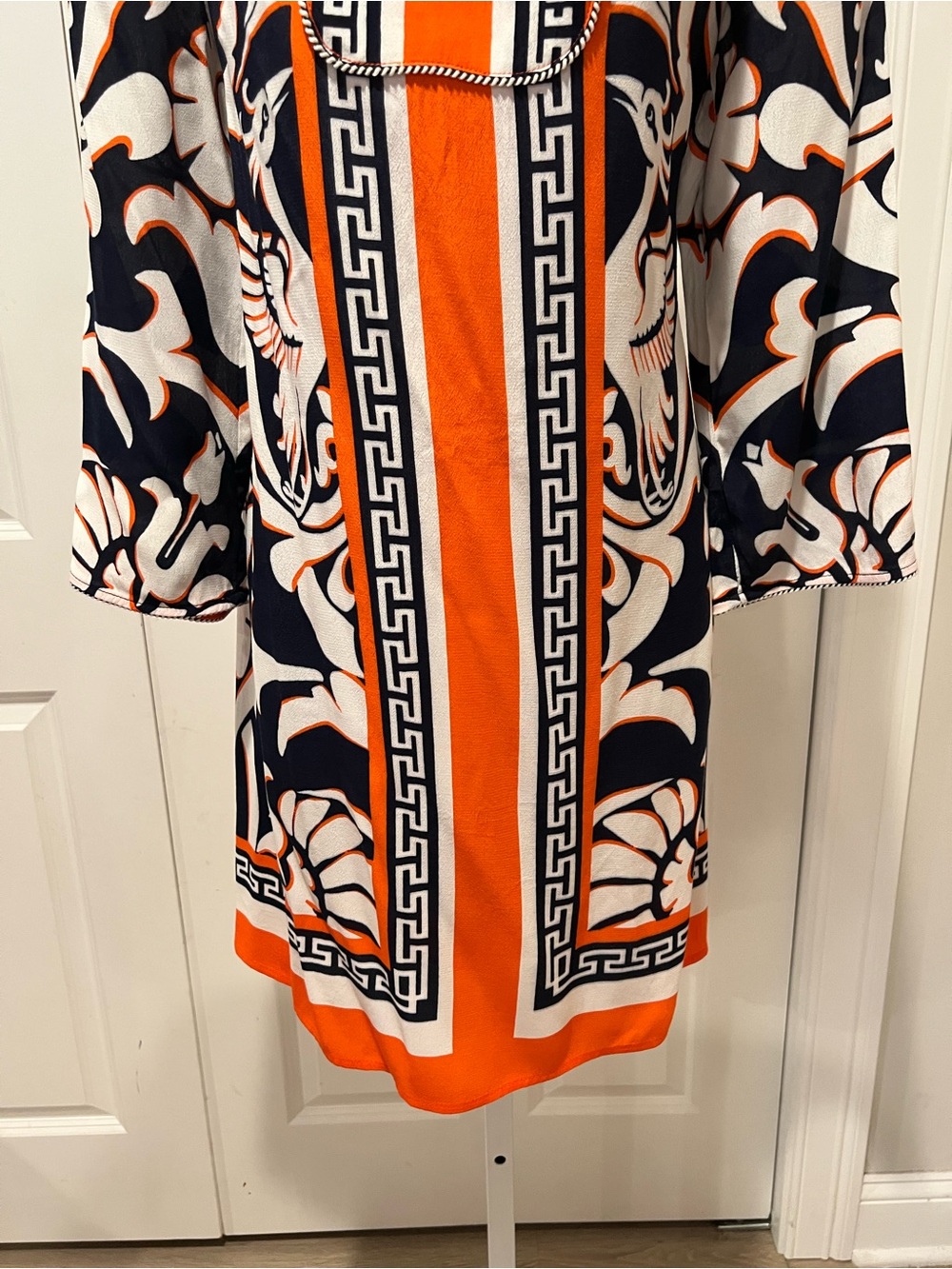 Orange & Navy Printed Shift Dress - Picture 4 of 8